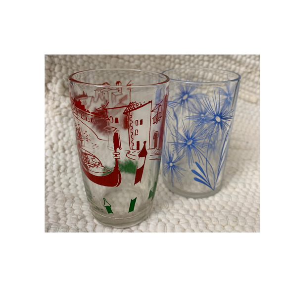 Vintage 60s mid century juice glasses tumbler 4oz set of 2 - Picture 9 of 13